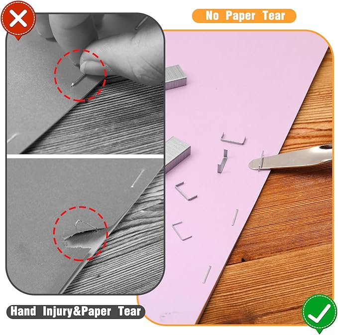 Zonon 6 Pcs Office Staple Remover Tools No Tear Push Style Staple Puller Stainless Steel Flat Staplers for Office Home Business, Silver