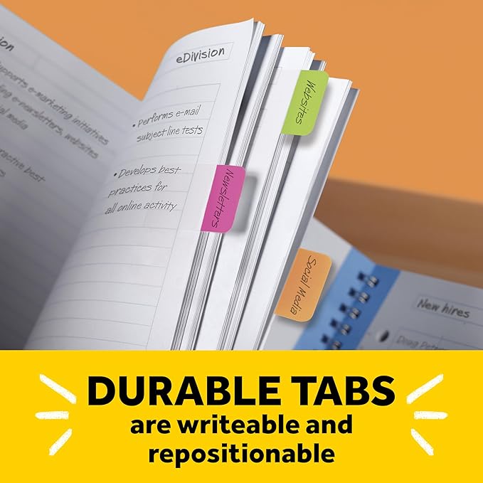 Post-it Tabs, 1 in, Solid, Red, Yellow, Blue, 22 Tabs/Color, 66 Tabs/On-The-Go Dispenser (686-RYB)