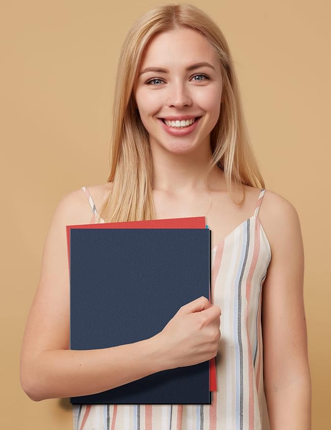 SUNEE Folders with Pockets(25 Pack, Dark Blue), 2 Pocket Folders Fit Letter Size Paper, Paper File Folder for School Office Home Business