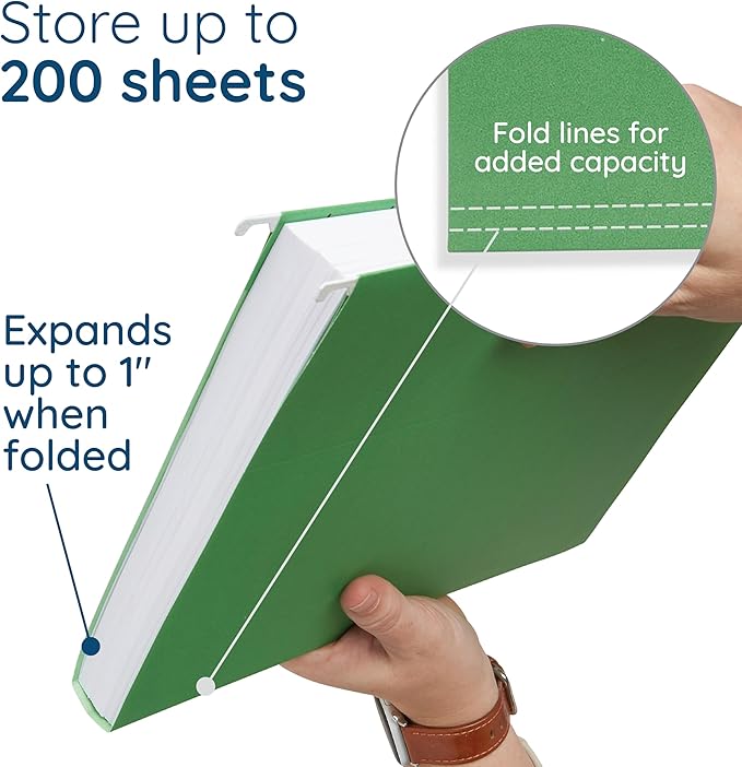 Blue Summit Hanging File Folders, Letter Size, Green, Great for Organizing and Easy File Storage, 50 Per Box