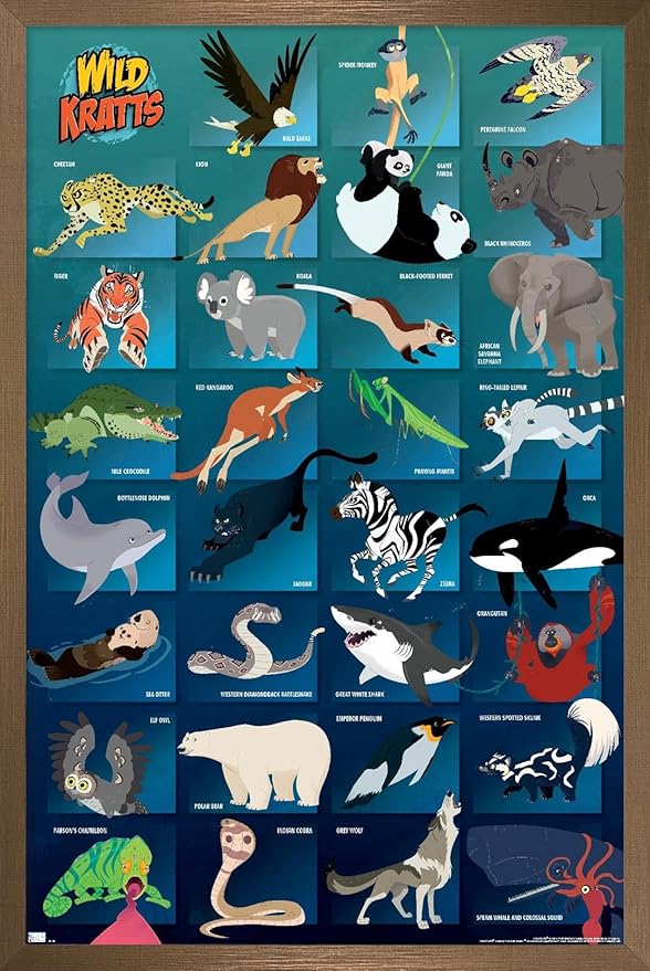 Wild Kratts - Grid Wall Poster, 22.4L" x 14.7W", Bronze Framed Version