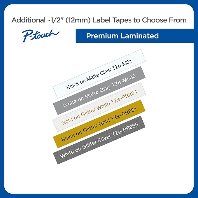 Brother Genuine P-touch, TZe-531CS, 0.47” x 26.2’, Black on Blue Laminated Label Tape