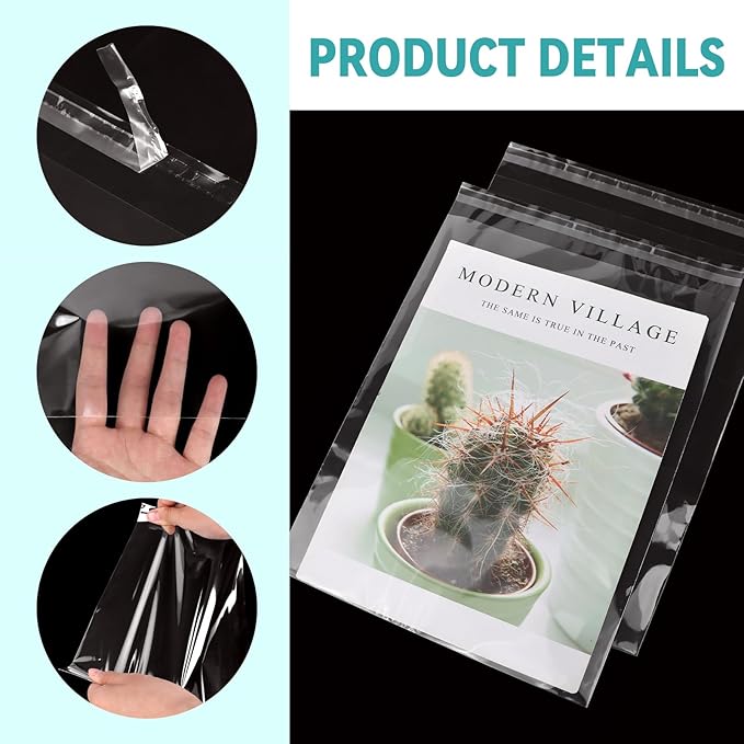 50 Pack 8.5 x 11 Inch Crystal Clear Sleeves Storage Bags, Letter Size Self Sealing Cellophane Bags Resealable Page Protectors Artwork Protectors Photocard Paper Pocket