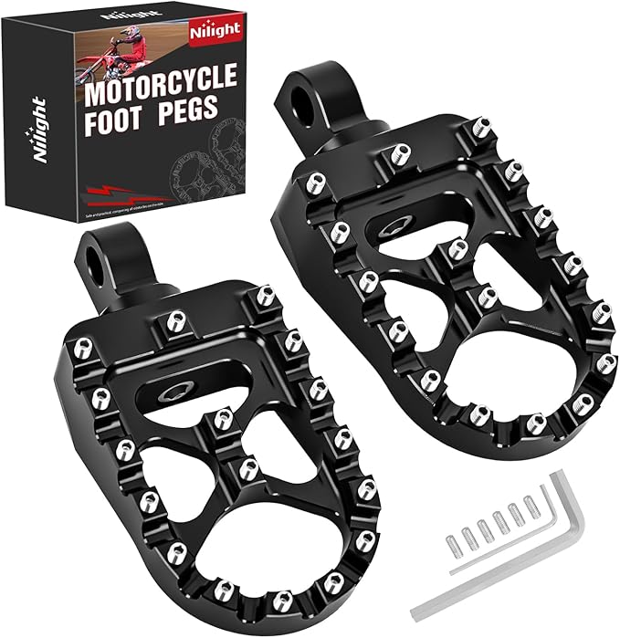 Nilight Motorcycle Foot Pegs Dirt Bike Footpegs Fit for Harley Dyna 1993-2017 Fatboy 1990-2017 Iron 883 2009-2017 Sportster 883 360° Rotating CNC Foot Pegs Heavy Duty Aluminum Alloy Peg Pedal, Black