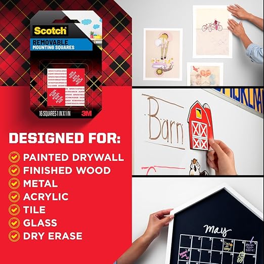 Scotch Removable Double-Sided Mounting Squares, Black, 432 Pre-Cut Foam Squares, 0.45 in. x 0.45 in., Removes Easily Without Leaving Any Residue, Photo-Safe, Mess-Free Application (7225AMS-ESF)