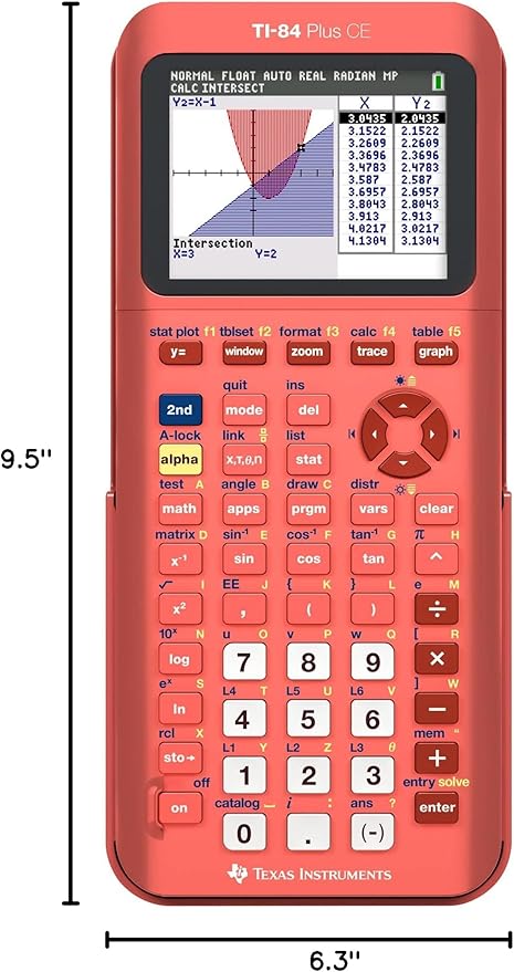 Texas Instruments TI-84 Plus CE Color Graphing Calculator, Coral (Metallic)