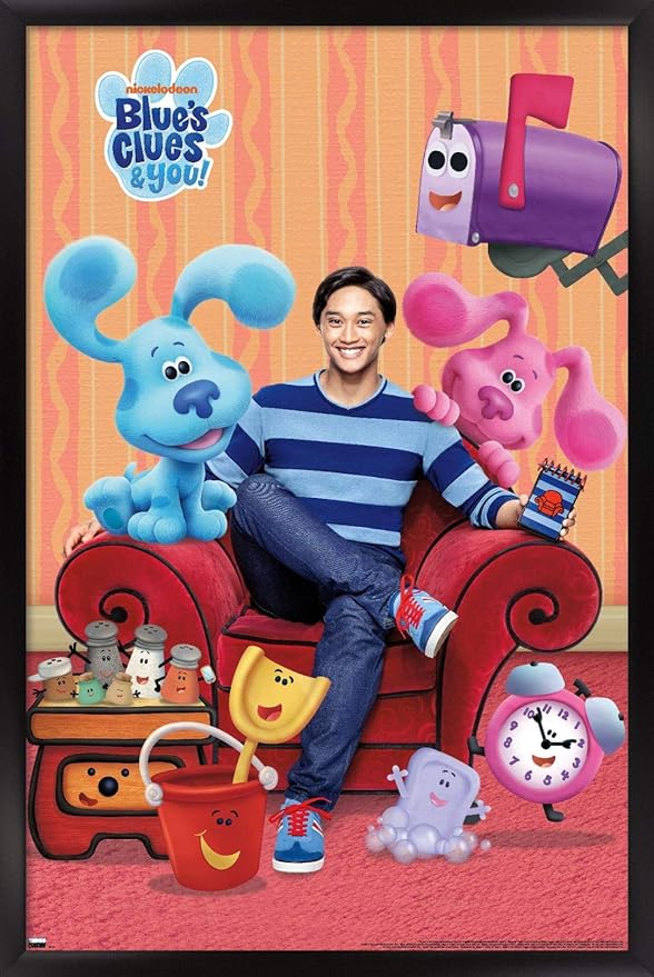 Nickelodeon Blue's Clues - Group Wall Poster, 34L" x 22.4W", Black Framed Version