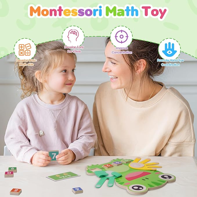 Preschool Learning Toys for Toddlers 3 4 5 Years, Finger Counting Number Blocks for Kids, Educational Math manipulatives Toys, Preschool Wood Homeschool Educational Math Toy for Boys Girls.