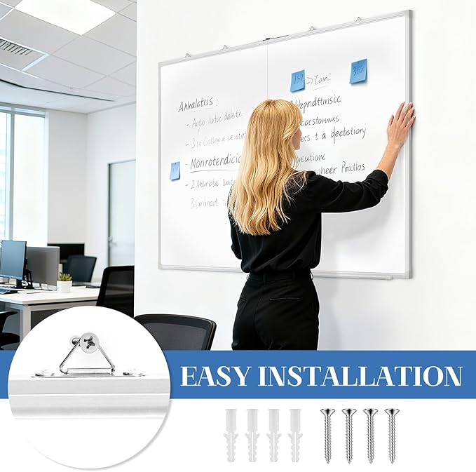 48" x 36" White Board Dry Erase, Double-Sided Foldable Magnetic Whiteboard Portable Wall Hanging Whiteboards for Office, Home, School