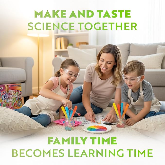 Playz Edible Exploding Candy Making Science Kit for Kids Ages 8-12 Years Old - Food Science Chemistry Kid Science Kit with 29 Experiments, Educational Science Kits for Boy & Girls