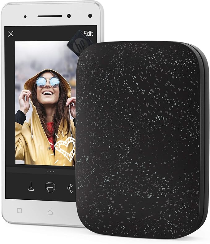 HP Sprocket 2x3 Instant Smartphone Photo Printer 75 Sheets Bundle - Bluetooth Portable Color Wireless Mobile Printer (Black) Zink Sticky-Back Photos
