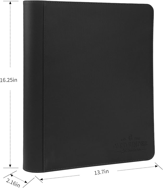 Toploader Binder,Toploader Hard Cases, 9-Pocket Pages Sleeves Hold up 288 Cards.Toploader Card Binder with Sleeves for “3×4” rigid，Card Holder(black)