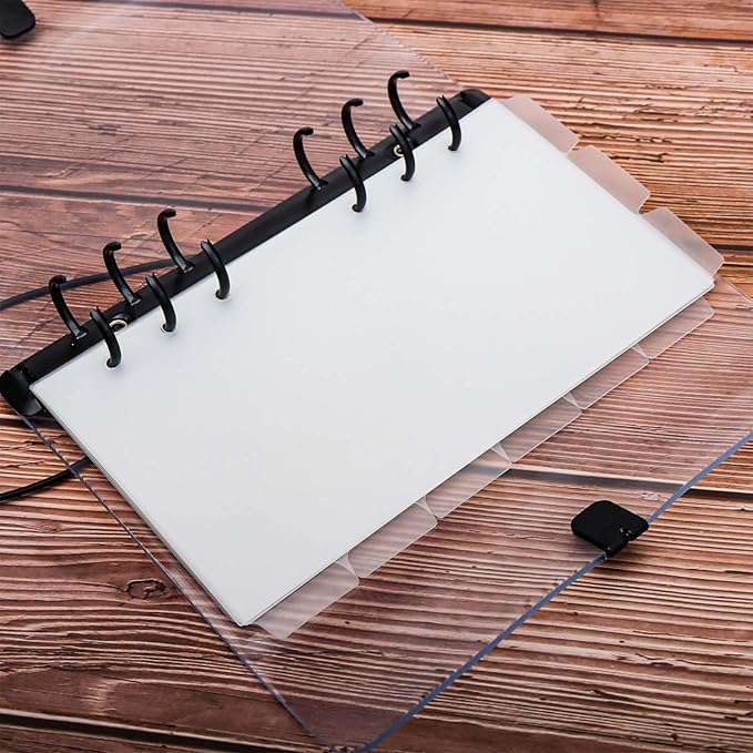 2 Set Personal A6 Binder Dividers Frosted Plastic Index Divider Blank Side 6 Tabs Top 3 Tabs Planner Insets 9 Sheets Refillable Page Protectors for 6 Ring Binder Notebook