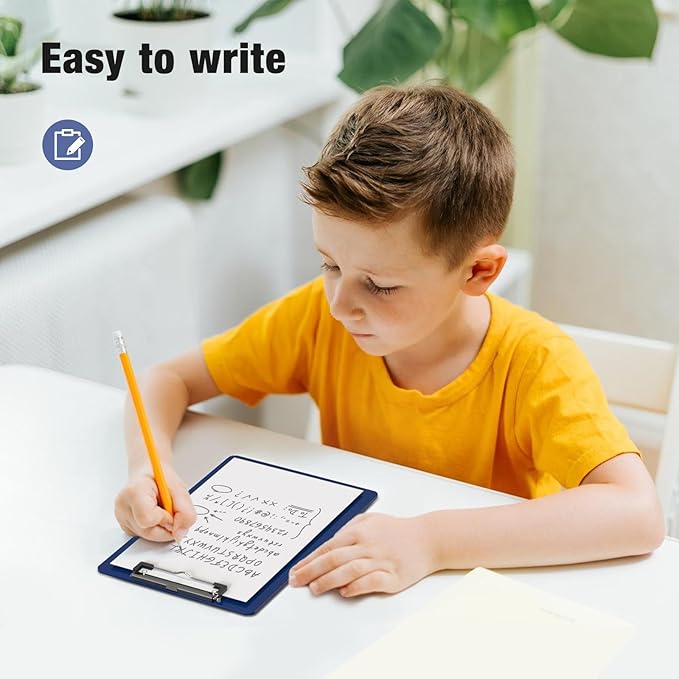 Small Clipboards, A5 Plastic Mini Blue Clip Board for Classroom, Students, Kid, Size 6" x 9" with Low Profile Clip, Office & School Supply