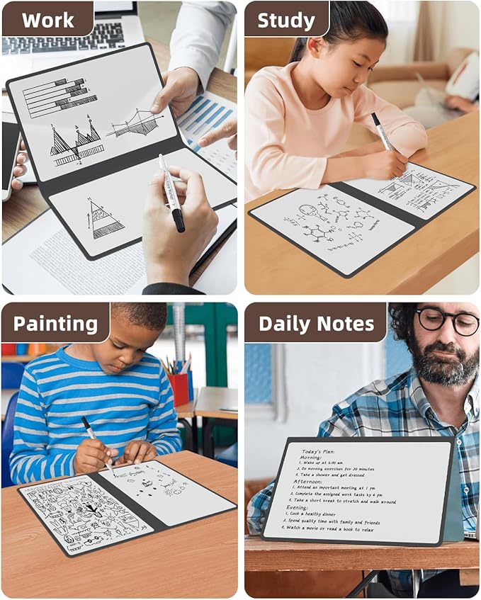Portable Small White Board Dry Erase Board, Reusable 9.5 * 6.6in Notebook Memo, Office Home Supplies Desk Accessories MH760 (Pink)