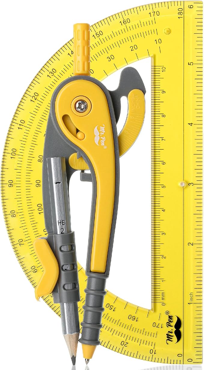 Mr. Pen- Compass and Protractor Set, Math Compass for Geometry and Drawing