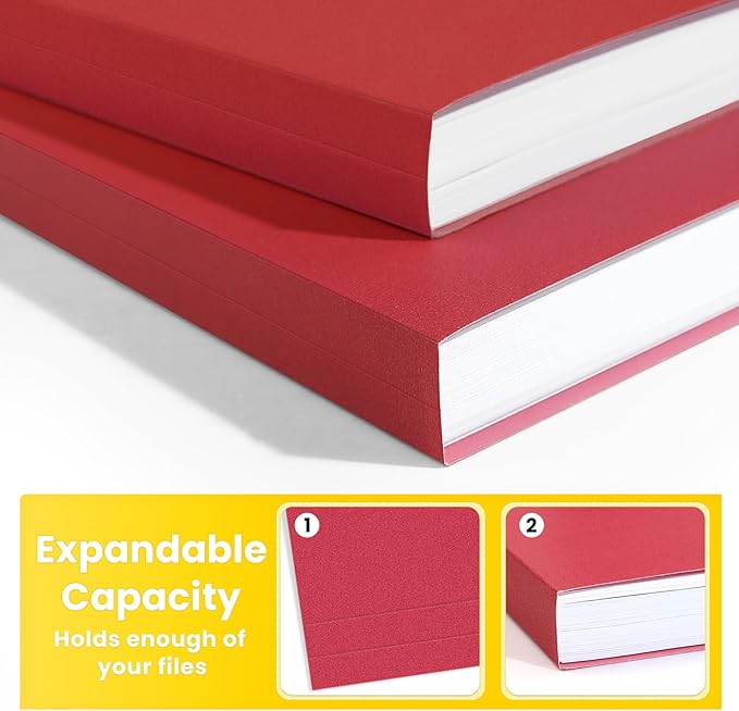 SUNEE File Folders, 18 Pack Manilla Folders 8.5 x 11, Colored File Folders Home Office School Supplies for Documents Files Paper, Red