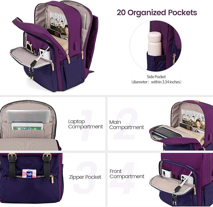 LOVEVOOK Travel Laptop Backpack Purse for Women Fashion Vintage Computer Backpack 15.6 Inch Large Teacher Nurse Backpack Casual Daypack for Business Work College