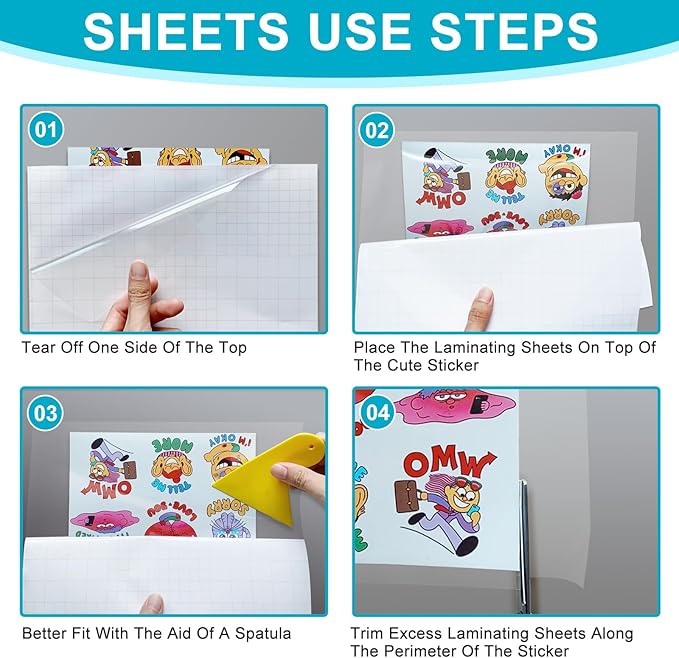 T&W SAME FILM 50 Pack Self Adhesive Laminating Sheets, 4mil, 5.8 x 8.3 Inch Laminating Sheets, Self Sealing Laminating Sheets for Laminator, Round Corner, No Heat, No Machine Needed (A5)