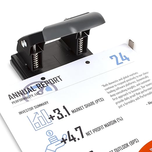 Swingline 2 Hole Punch, 28 Sheet Capacity Hole Puncher, Paper Punch, Low Effort Comfort Handle, Alignment Guide, Black (74050)