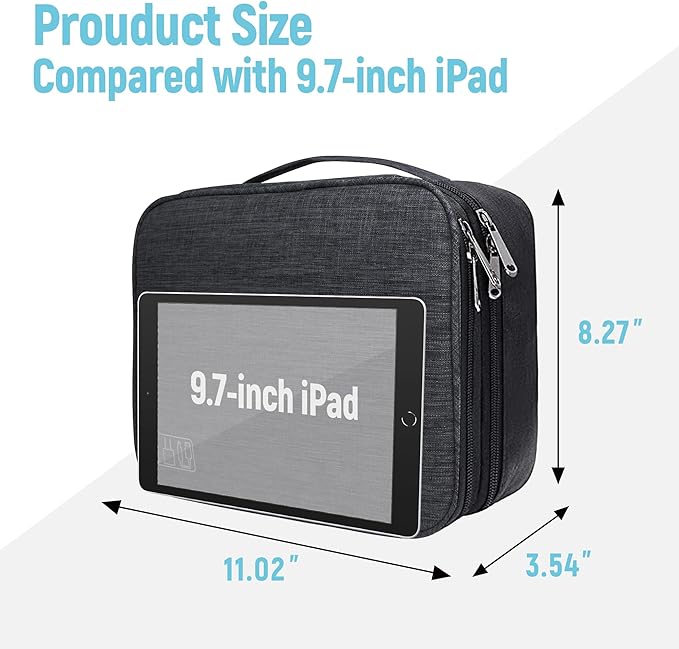 Electronics Travel Organizer,Large Double Layer Portable Waterproof Travel Organizer Bag for Charging Cable Storage,Ipad,Power Bank,Hard Drive,for Travel,Business,5pcs Cable Ties-Navy Blue