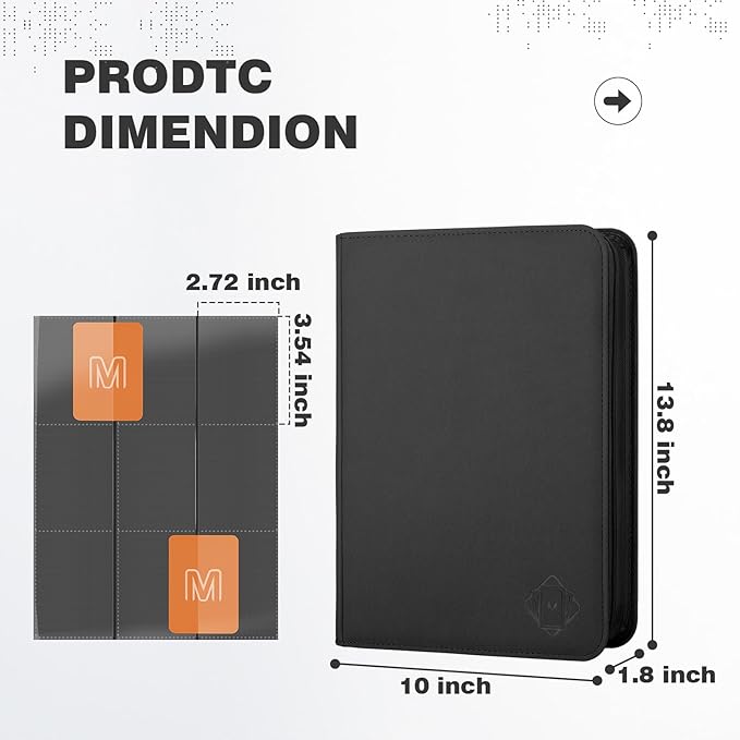 Trading Card Binder with 9 Side Loading Pocket Card Album Hold Up to 540 Cards PU Card Collection Binder, Collectible Albums Card Folder for MTG, TCG, Sports Cards