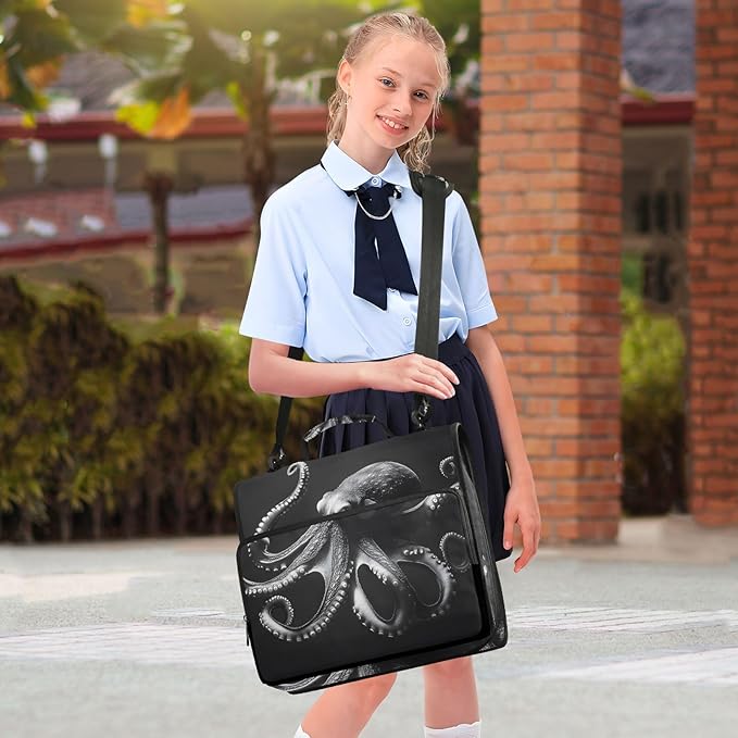 3 Ring Zipper Binder with Shoulder Strap Octopusfish 1.5 inch Binders Keeper Large Capacity Multi Pockets for School Office Supplies