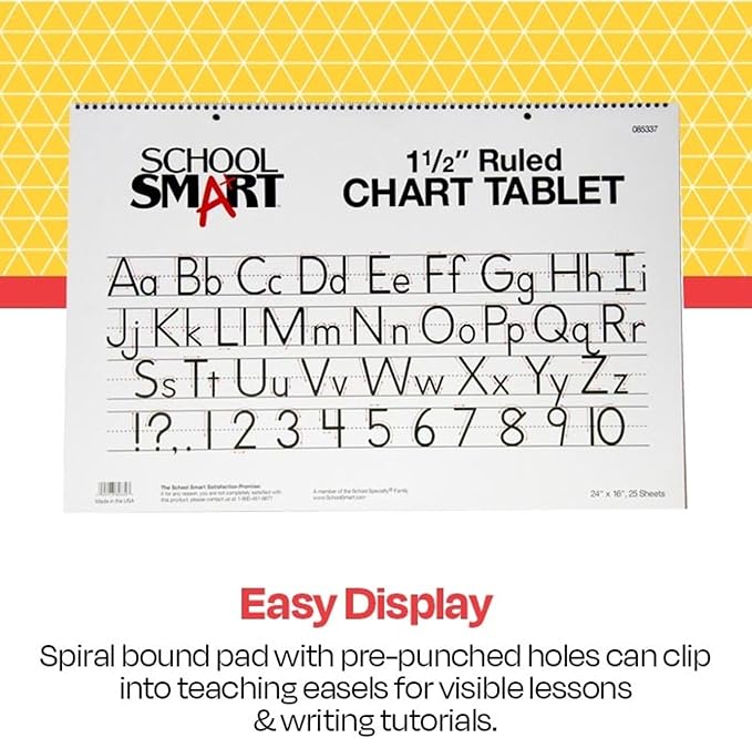 School Smart-85337 Chart Tablet, 24 x 16 Inches, 1-1/2 Inch Skip Line, 25 Sheets - White (Pack of 4)