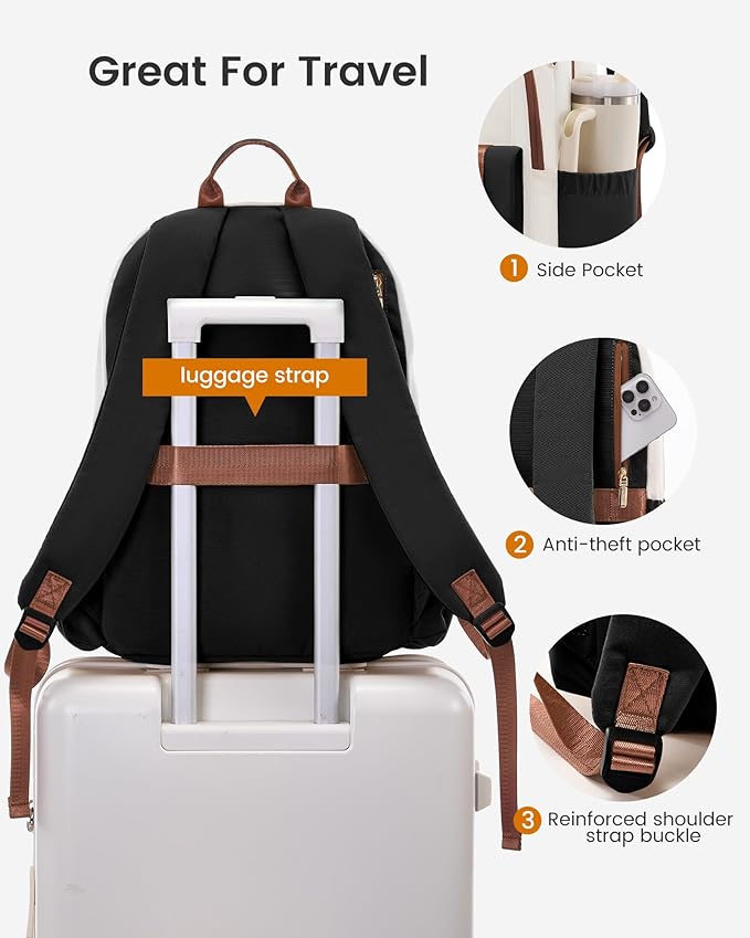 LOVEVOOK School Backpack for Girls Boys,Bookbag for Teen with Pouch Pocket for Large Capacity Cup, Waterproof School Bookbag, Preppy Backpack Travel Daypack with 15.6 inch Laptop Compartment
