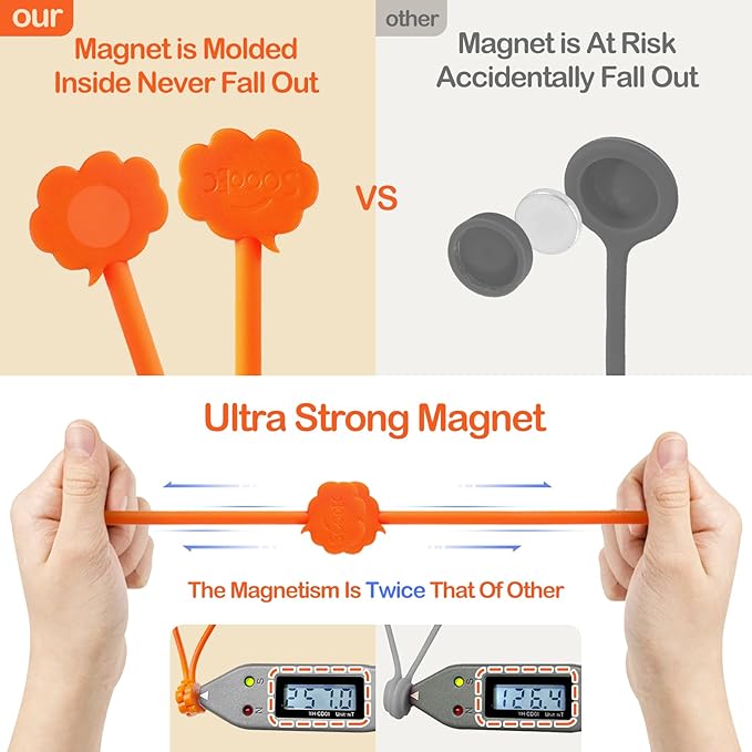 SOOOEC Magnetic Cord Ties, 16 Pack 7.2" Snap on Magnetic Cable Ties Cute Cloud Dialogue Design, Strong Magnetic Silicone Twist Ties for Bundling and Organizing, Assorted Colors.
