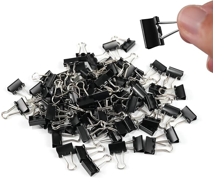 64Pcs Mini Binder Clips, 0.5 inch(13mm), Paper Clamps Micro Size for Office Supplies, Black