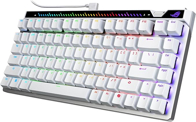 ASUS ROG Falchion Ace 75 HE Wired Analog/Hall Effect Gaming Keyboard – 75% TKL, USB, Hot Swappable HFX V2 Magnetic Switch, Rapid Trigger, 8KHz Polling, ABS Keycap, Carry Case, Web-based Config – White