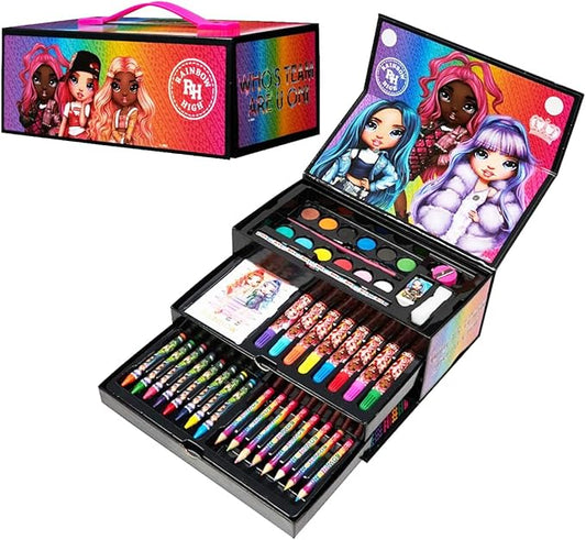 Rainbow High Colored Pencils Art Supplies Kids Drawing Kit Coloring Book Crayons Markers Drawing Pencils Art Kit Travel Case Gifts for Girls