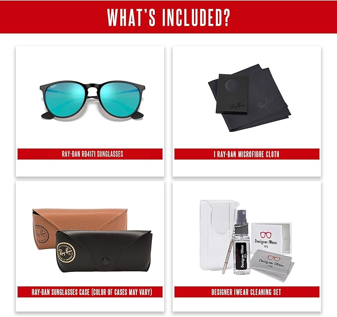Ray-Ban RB4171 ERIKA Round Sunglasses For Women +BUNDLE with ACCESSORY EYEWEAR KIT