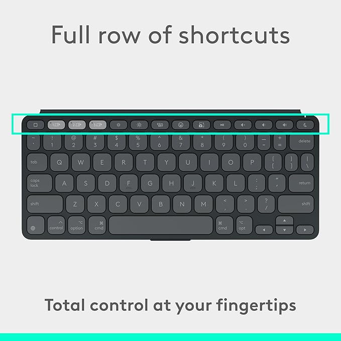 Logitech Keys-to-GO 2 Portable Wireless Keyboard with Built-in Cover, Slim and Compact Bluetooth Keyboard for iPad, iPhone, Mac, and Apple TV, Easily Switch with Devices - Graphite
