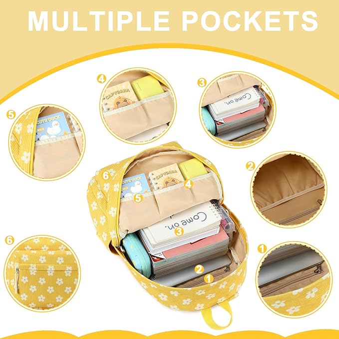 Bluboon School Backpack Set Girls Womens Laptop Bookbag Casual Daypack Fits 15 inch Laptop with Lunch Tote Bag and Pencil Bag