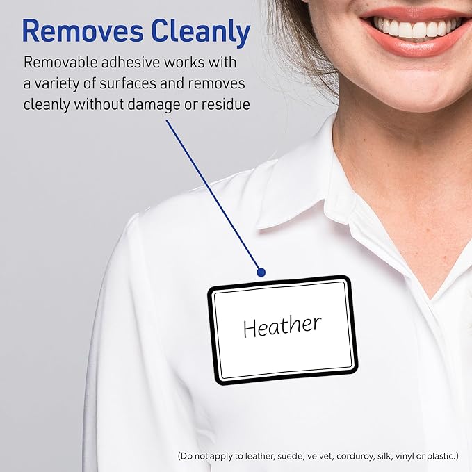 Avery Printable Adhesive Name Tags, 2-1/3" x 3-3/8", Matte White with Double Black Border Design, Removable, Laser & Inkjet Compatible, 80 Total, Great Name Badges for Weddings & Events
