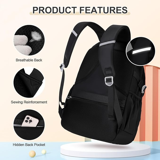 Backpacks for Girls, 3PCS School Backpack with Lunch Box Pencil Pouch for Teen Girls Kids Elementary Primary Middle High College Travel School bag Bookbag Set （Black）