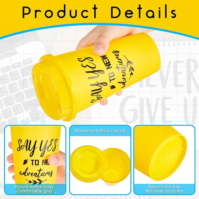 72 Pcs Inspirational Gifts for Employee Coworkers Staff Teammate, 16oz Reusable Plastic Coffee Cups with Positive Sayings, Bundle Gifts for Woman Man Coworker (Bright Color,Inspirational)