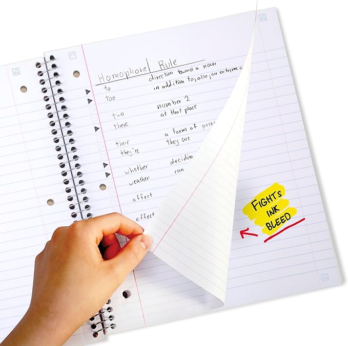 Five Star Spiral Notebook + Study App, 3 Subject, Wide Ruled Paper, 8" x 10-1/2", 150 Sheets, Fights Ink Bleed, Water Resistant Cover, Forest Green (73176)
