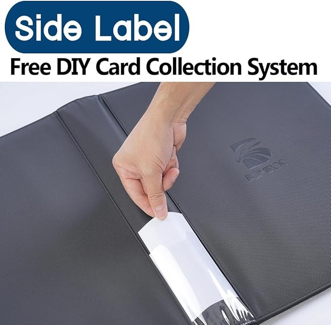 16 Pocket Trading Card Binder,Zipper Card Holder Album Holds up to 1408 Cards with 44 Sleeves, Label Design，Card Collection Binder for TCG Card/Game Cards/Sports Card -Black