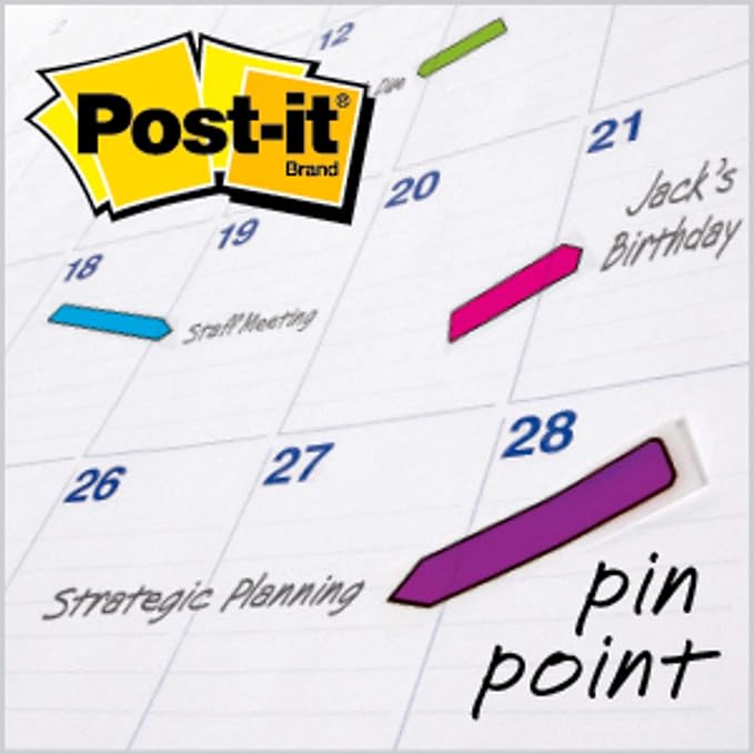 Post-it Arrow Flags, Assorted Bright Colors, .47 in Wide, 24/Dispenser, 4 Dispensers/Pack (684-ARR4)