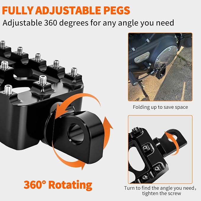 Nilight Motorcycle Foot Pegs Dirt Bike Footpegs Fit for Harley Dyna 1993-2017 Fatboy 1990-2017 Iron 883 2009-2017 Sportster 883 360° Rotating CNC Foot Pegs Heavy Duty Aluminum Alloy Peg Pedal, Black