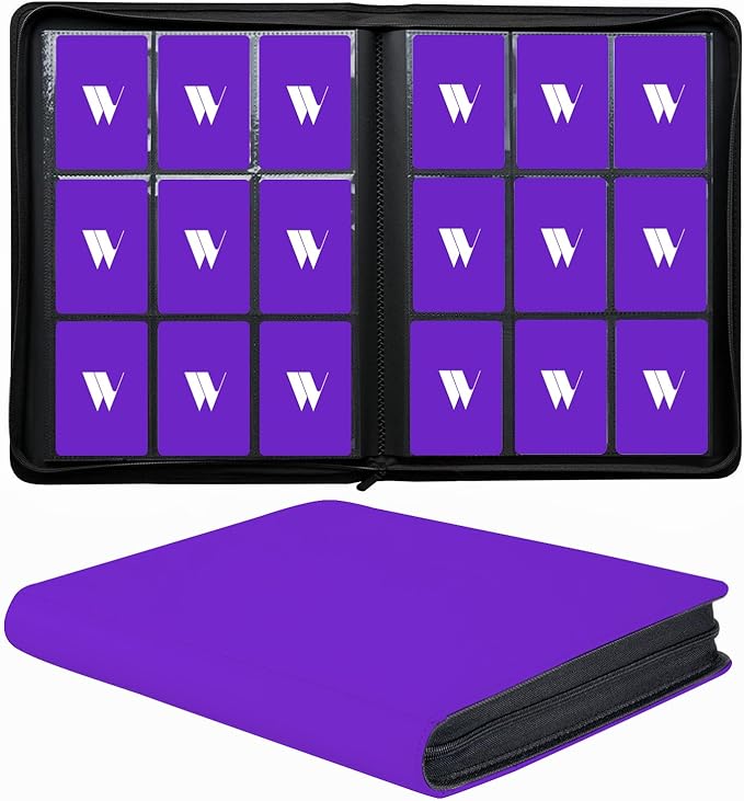 Premium 9-Pocket Zippered Trading Card Binder, 540 Pockets Double-Sided Side-Loading Card Organizer Album, PU Leather Card Holder Protector for MTG, TCG, Sports Cards (Purple)