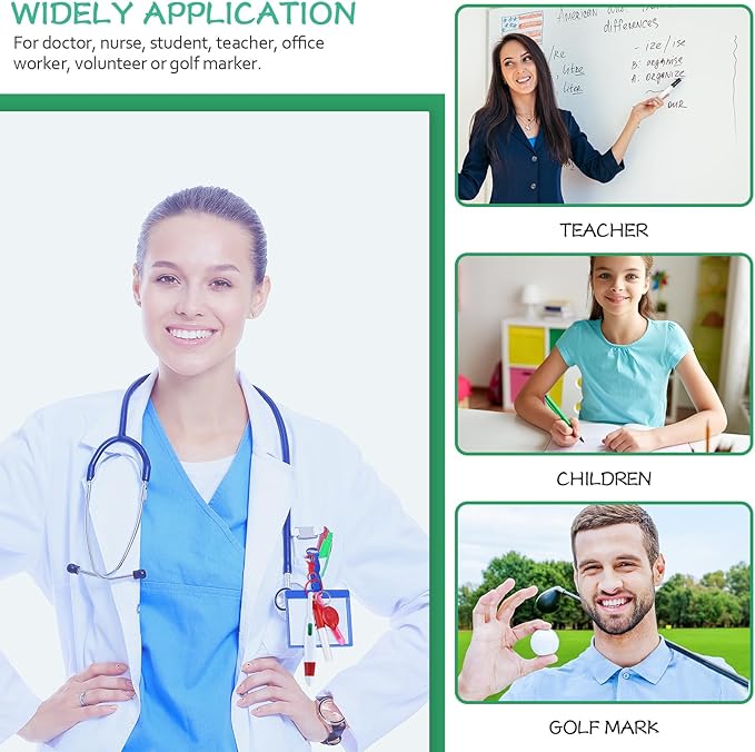 Chinco 30 Pcs Retractable Shuttle Pen Clip with Mini Highlighter Nurse Badge Pen Neon Marker LED Keychain Ring Clip