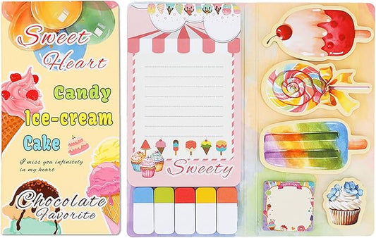QPIXVB Ice Cream Sticky Notes Set,Cute Sticky Notes,Teacher Supplies for Classroom,Back to School Supplies,Ice Cream Gifts,Back to School Stuff,Summer Divider Tabs Bundle for Teacher Students