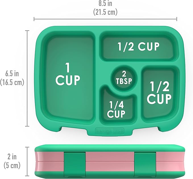 Bentgo® Kids Prints 5-Compartment Bento-Style Kids Lunch Box Set with Reusable Plastic Utensils (Tropical)