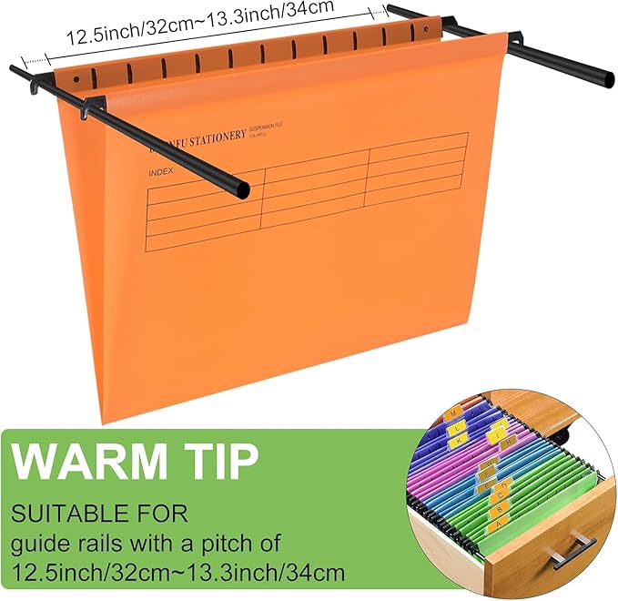 BOENFU 24 Pack Colored Hanging File Folders Letter Size Plastic File Folders with Adjustable Tabs, 2 Markers, Hanging Organizer File Folders for Efficient Filing