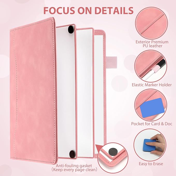 6 Sides Dry Erase Notebook Portable Whiteboards Notebook 9"x6"(a5) Small Reusable Whiteboard Notepad Foldable Anti-ghosting Surface, Travel White Board for Office Study Meeting Planning