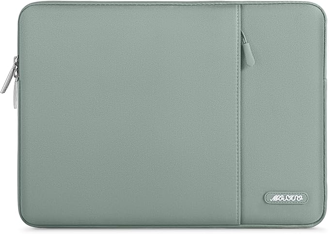 MOSISO Laptop Case 14 inch, 14 inch Laptop Sleeve Compatible with HP Lenovo Dell ASUS Acer, HP Stream, Dell Latitude, Lenovo IdeaPad, Polyester Vertical Computer Sleeve Bag with Pocket, Antique Green